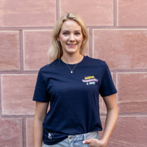 "Weck, Worscht un' Woi" - T-Shirt blau