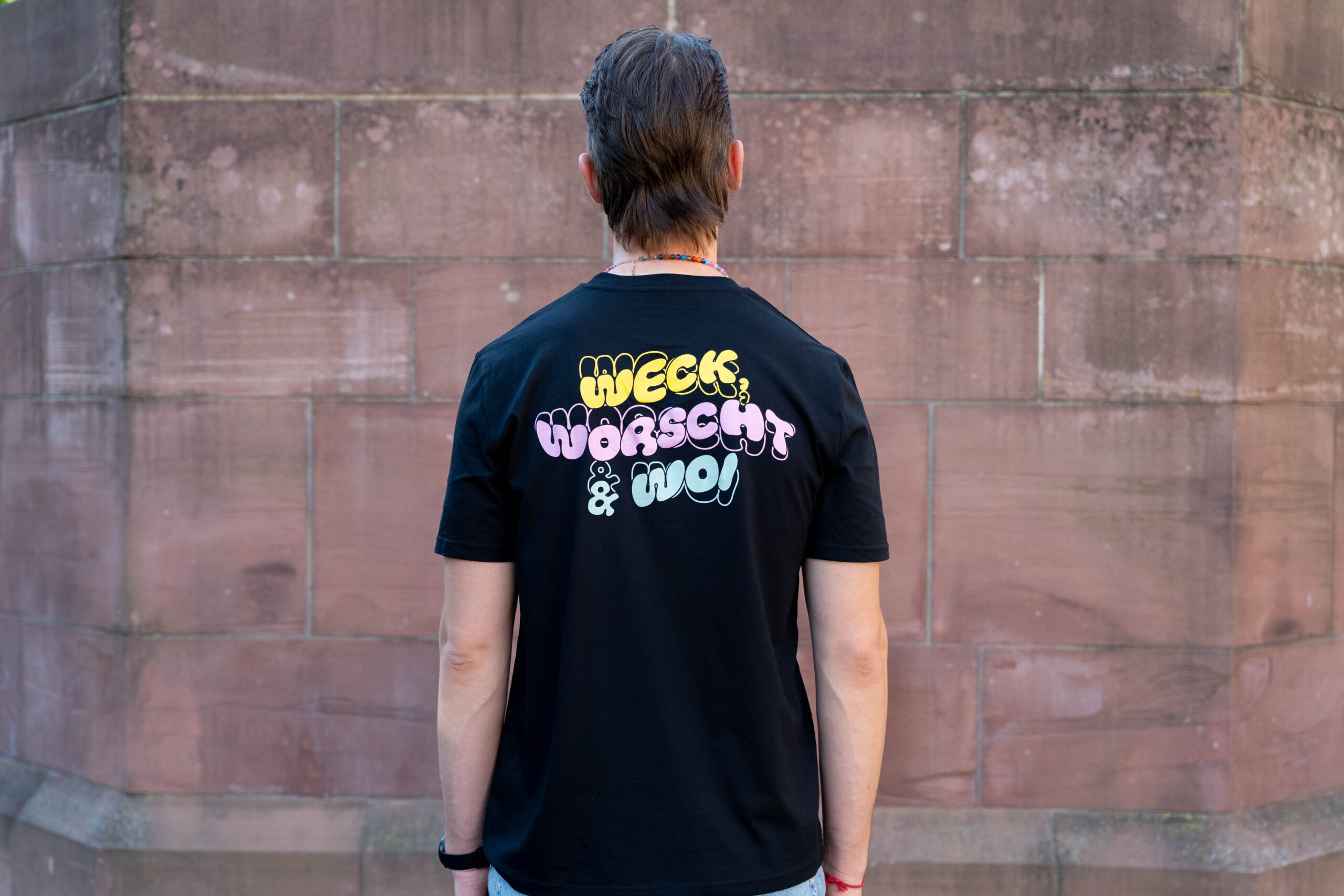 "Weck, Worscht un' Woi" - T-Shirt schwarz – Bild 2