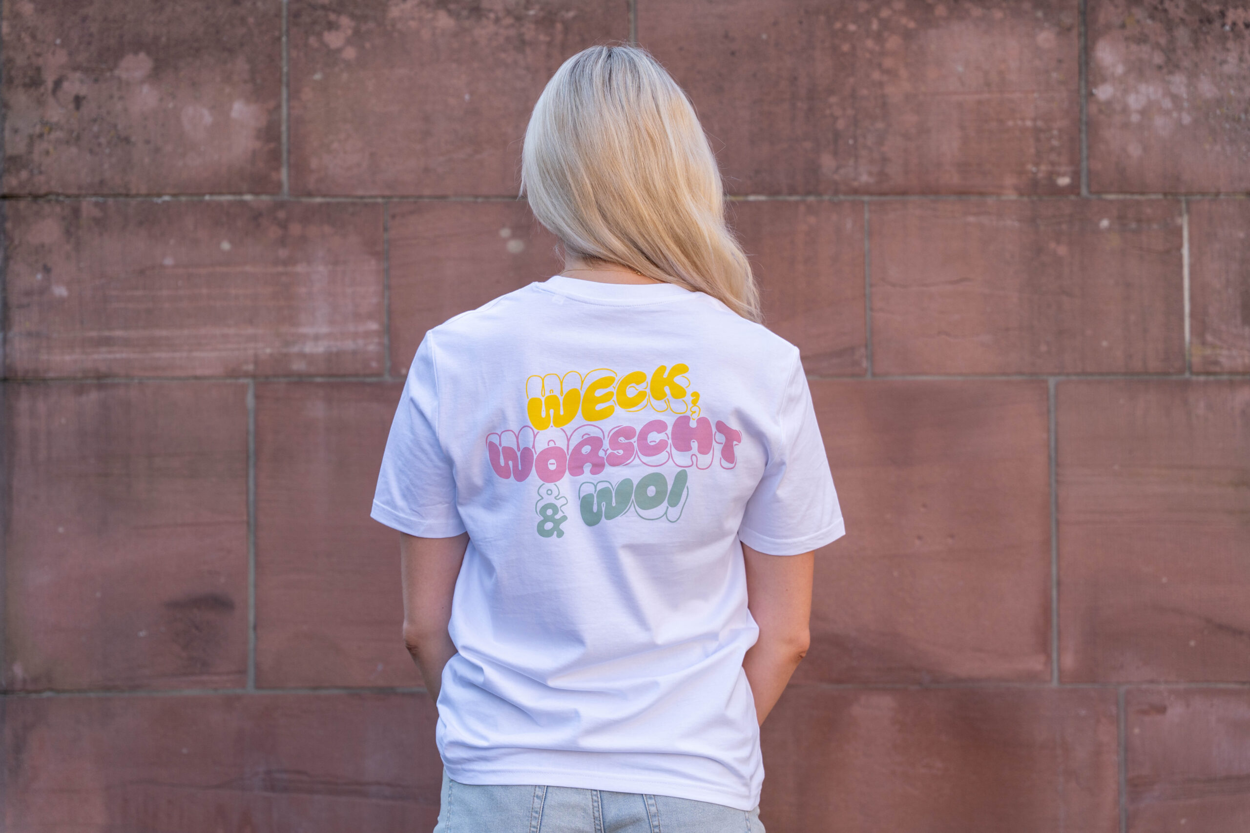"Weck, Worscht un' Woi" - T-Shirt weiß – Bild 2