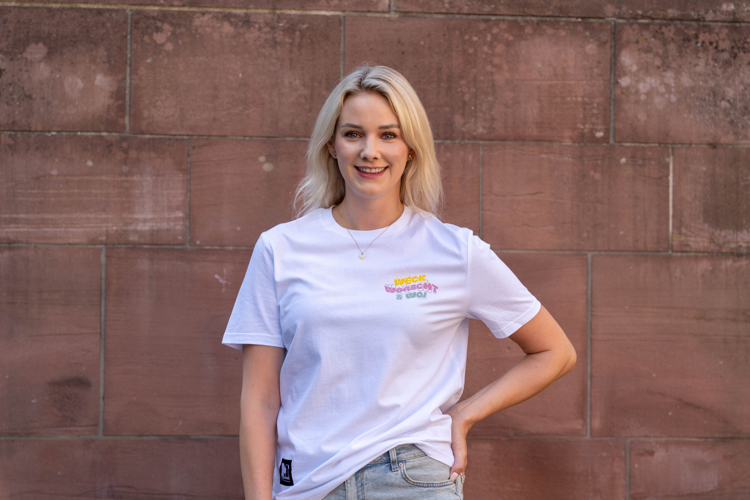 "Weck, Worscht un' Woi" - T-Shirt weiß
